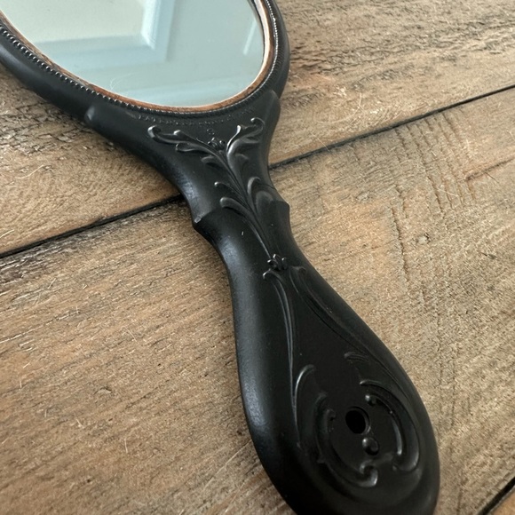 Antique vanity hand mirror Thermoplastic gutta percha. Mirror  Patented 1866 - Picture 6 of 8